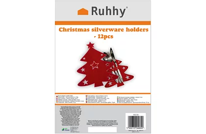 Buzunar de Crăciun pentru tacâmuri – set de 12 bucăți