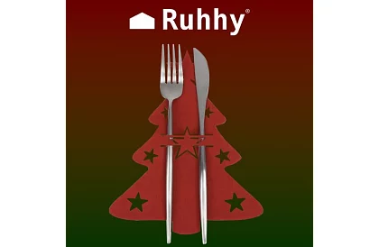 Buzunar de Crăciun pentru tacâmuri – set de 12 bucăți