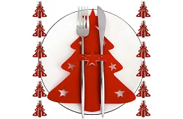 Buzunar de Crăciun pentru tacâmuri – set de 12 bucăți