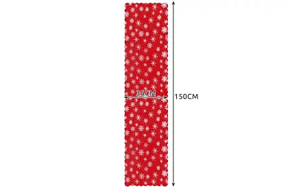 Culoar lung de Crăciun roșu cu fulgi de zăpadă – 150 x 35 cm