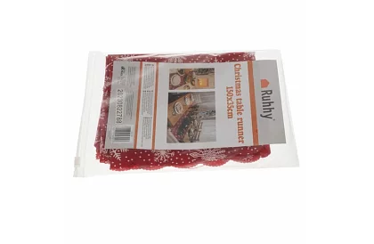 Culoar lung de Crăciun roșu cu fulgi de zăpadă – 150 x 35 cm