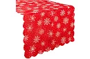Culoar lung de Crăciun roșu cu fulgi de zăpadă – 150 x 35 cm