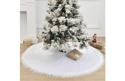 Suport pentru bradul de Crăciun – 120 cm, blană albă