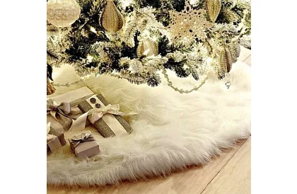 Suport pentru bradul de Crăciun – 120 cm, blană albă