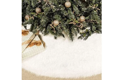 Suport pentru bradul de Crăciun – 120 cm, blană albă