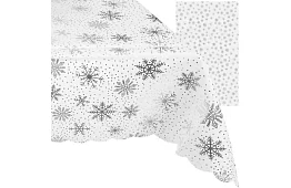 Masă cu fulgi de zăpadă 220 x 140 cm – alb-argintiu