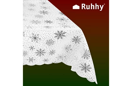 Masă cu fulgi de zăpadă 260 x 140 cm – alb-argintiu