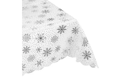 Masă cu fulgi de zăpadă 260 x 140 cm – alb-argintiu