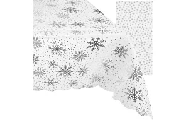 Masă cu fulgi de zăpadă 260 x 140 cm – alb-argintiu