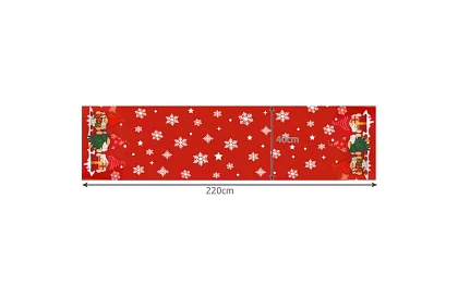 Culoar de Crăciun lung 220 x 40 cm – roșu cu spiriduși