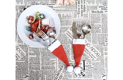 Buzunar de Crăciun pentru tacâmuri – set de 12 bucăți