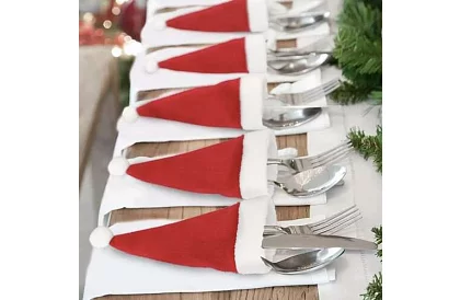 Buzunar de Crăciun pentru tacâmuri – set de 12 bucăți