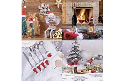 Buzunar de Crăciun pentru tacâmuri – set de 12 bucăți