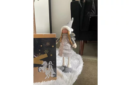 Zâna de Crăciun argintie cu aripi – 40 cm