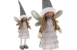 Zâna de Crăciun argintie cu aripi – 40 cm