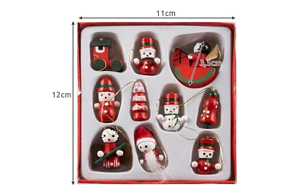 Ornamente din lemn de Crăciun - 10 bucăți