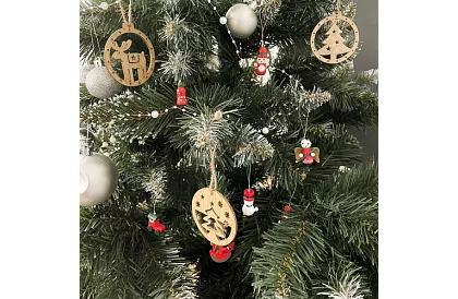 Ornamente din lemn de Crăciun - 10 bucăți