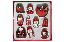 Ornamente din lemn de Crăciun - 10 bucăți