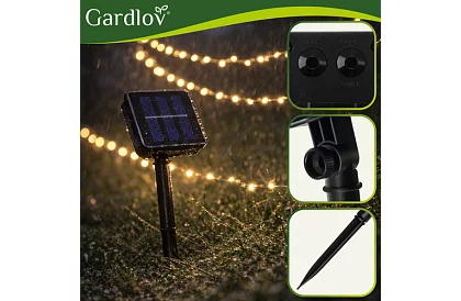 Lanț solar decorativ exterior 15 metri – alb cald