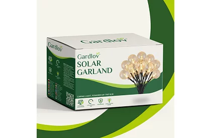 Șir decorativ de lumini solare pentru exterior Balls – 7 metri, alb cald