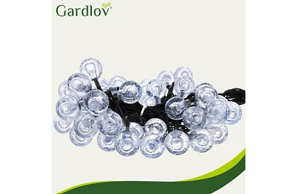 Șir decorativ de lumini solare pentru exterior Balls – 7 metri, alb cald