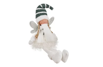 Zgânda de Crăciun albă, așezată, cu aripi – 32 cm