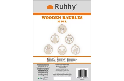 Ornamente de Crăciun din lemn 36 bucăți