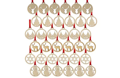 Ornamente de Crăciun din lemn 36 bucăți