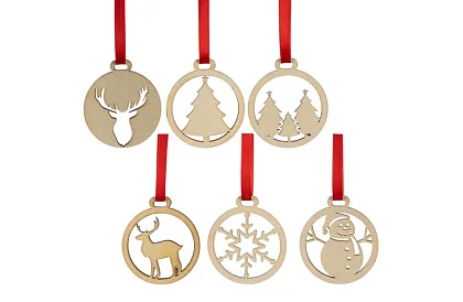 Ornamente de Crăciun din lemn 36 bucăți