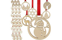 Ornamente de Crăciun din lemn 36 bucăți