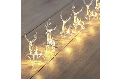 Șir de LED-uri de Crăciun cu baterii 145 cm - Ghirlandă luminoasă cu reni
