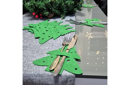 Buzunar de Crăciun pentru tacâmuri 12 buc – brad