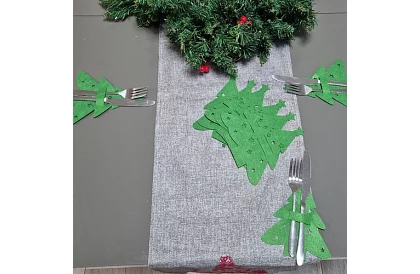 Buzunar de Crăciun pentru tacâmuri 12 buc – brad