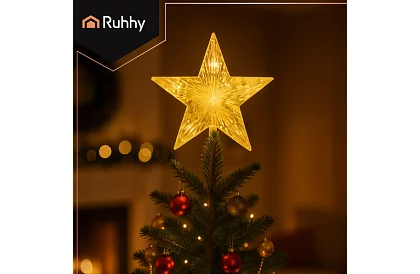 LED stea pe bradul de Crăciun – alb cald