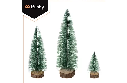 Mini brad Christmas trees - set of 3 snow-covered trees