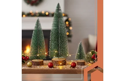 Mini brad Christmas trees - set of 3 snow-covered trees