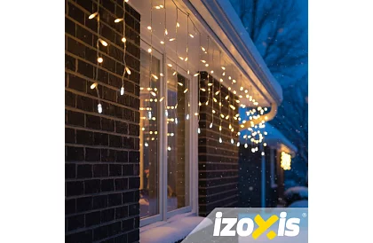 Cortina LED de Crăciun - ploaie 100 LED exterior - 6m alb cald