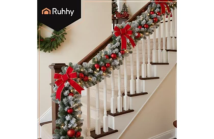 Lanț de Crăciun dens - ghirlandă verde-albă 270 cm