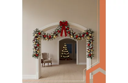 Lanț de Crăciun dens - ghirlandă verde-albă 270 cm