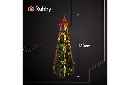 Pom de Crăciun artificial pliabil 180 cm – decorat