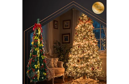 Pom de Crăciun artificial pliabil 180 cm – decorat