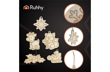 Decorațiuni de Crăciun din lemn pentru completare 24 buc