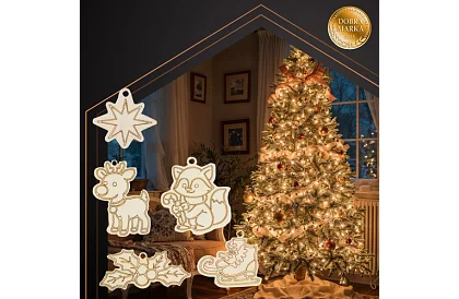 Decorațiuni de Crăciun din lemn pentru completare 24 buc