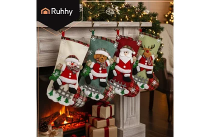 Sosete decorative de Crăciun - set de 4 bucăți cu diferite motive