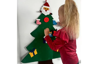 DIY brad de Crăciun din fetru pentru perete - 90 cm