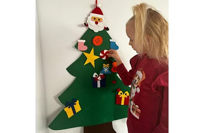 DIY brad de Crăciun din fetru pentru perete - 90 cm