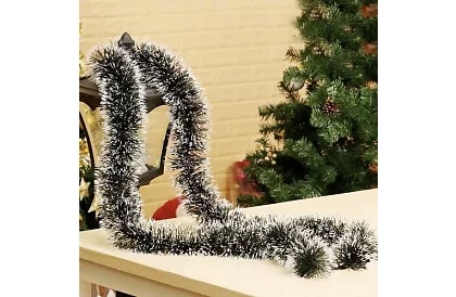 Lanț lung de Crăciun – ghirlandă alb-verde de 6 metri