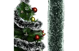 Lanț lung de Crăciun – ghirlandă alb-verde de 6 metri