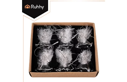 Îngeri de sticlă cu pene – 6 bucăți