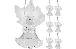 Îngeri de sticlă cu pene – 6 bucăți